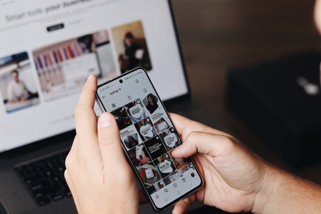 person using smartphone social media